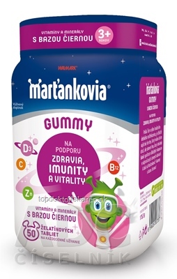 WALMARK Marťankovia Gummy Vitamíny s Bazou čiernou želatínové tablety, príchuť jablko a čierna ríbezľa 1x50 ks