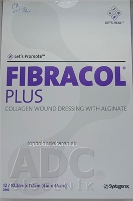 FIBRACOL PLUS kolagénový obväz s alginátom (10,2 cm x 11,1 cm) 1x12 ks