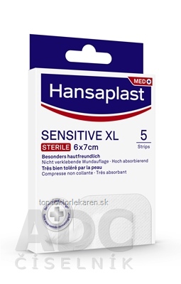 Hansaplast SENSITIVE XL Sterile náplasť, 6x7 cm, 1x5 ks