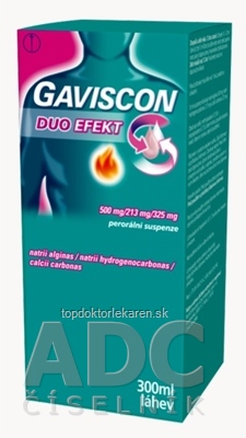 GAVISCON DUO EFEKT Perorálna suspenzia sus por (fľ.skl.jantár.+odmerka) 1x300 ml
