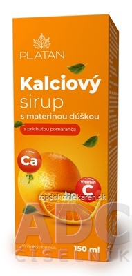 PLATAN Kalciový sirup s materinou dúškou s príchuťou  pomaranča 1x150 ml